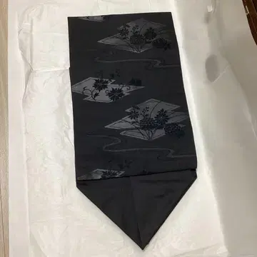 검정색 나고야 오비 순수 실크