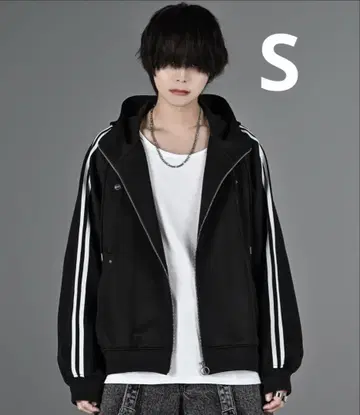 line sleeve track zip parker jacket