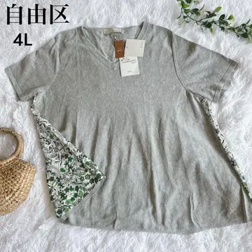 자유구 상의 반팔 빅 사이즈 4L 티셔츠 꽃무늬