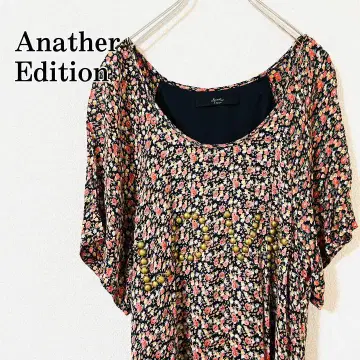Anather Edition 꽃무늬 반팔 무릎 기장 원피스 비즈 LOVE