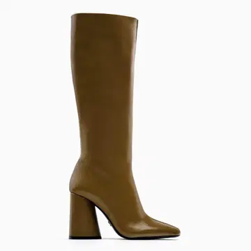 ZARA 천연 가죽 롱 부츠 블랙 택 포함 26cm
