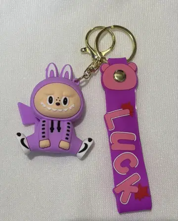 라부부 보라색 캐릭터 키링 LUCK