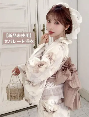 GRL 3점 세트 2Way 꽃무늬 세퍼레이트 유카타 오비 장식 포함