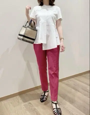 PLST 플라스테 린넨 블렌드 스틱 팬츠 M 핑크
