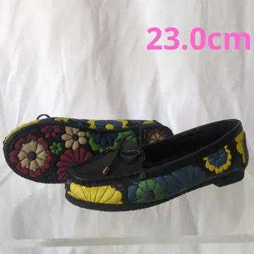 칼리시모아르테 입체 꽃무늬 밑창 천연 가죽 모카신 신발 23.0cm