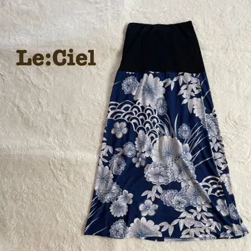 Le:Ciel 네이비 꽃무늬 롱 스커트 F 허리밴딩 새상품급 빅 사이즈
