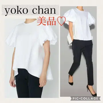 요코 짱 벌룬 슬리브 컷소 티셔츠 화이트 퍼프 슬리브