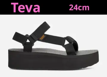 새상품급 Teva 블랙 플랩 폼 스포츠 샌들 통굽 24cm