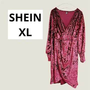 SHEIN 벨벳 랩 드레스 0XL 핑크