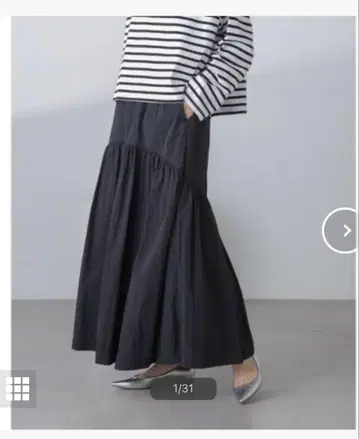 나노 유니버스 나일론 절개 개더 스커트 블랙 프리 사이즈