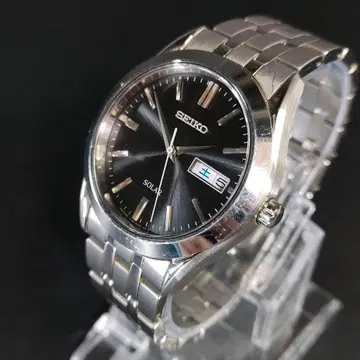 새상품급 SEIKO 세이코 V158 솔라 블랙 실버 남성용