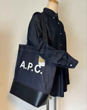 A.P.C/토트/백/데님/가죽/한정판/인디고/블랙/미사용