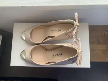 DIANA 핑크 베이지 백리본 펌프스 뮬 글리터 24cm