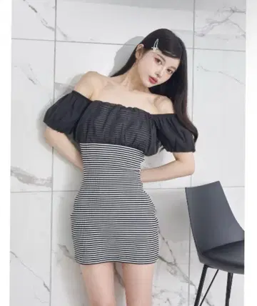 다리치 도킹 오간자 미니 원피스