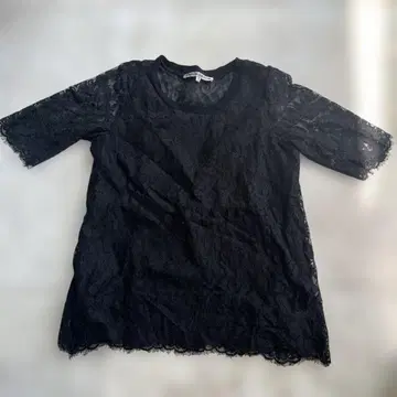 FALCON BLOOM 레이스 탑 옷깃 리브 몸판 앞뒤 안감 부착 블랙