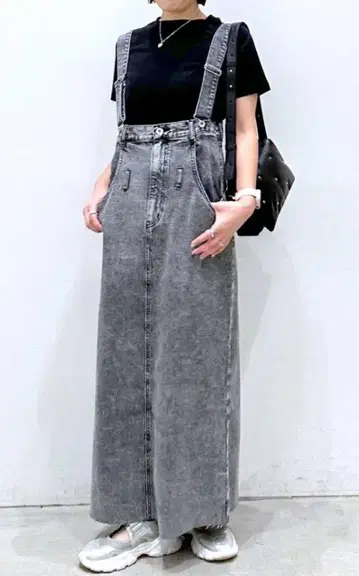 LEPSIM 멀티 WAY 데님 멜빵 스커트