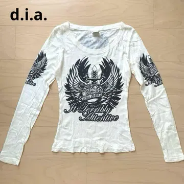 [] d.i.a. 크림색 긴팔 티셔츠 얇은 소재 롱티 헤이세이 갸루