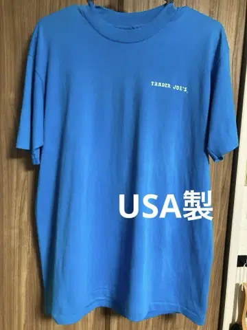 USA 제! 싱글 스티치 헤인즈 TRADER JOE'S 티셔츠 블루