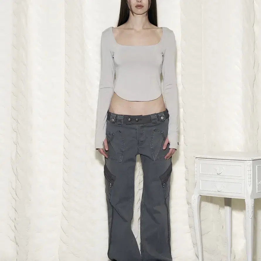 ☆Pleasenofollow☆ Camilla Side Pocket Pants Grey PNBEPT005 Please No Follow camilla side pocket pants gray #플노팔,#플
