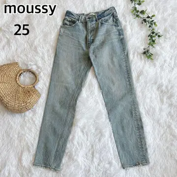 MOUSSY 마우지 MVS SKINNY 라이트 블루 25 가죽 택