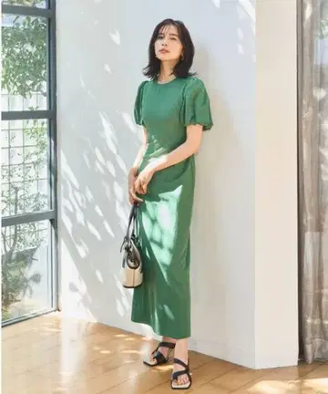 fray id 프레이아이디 퍼프 슬리브 린넨 원피스