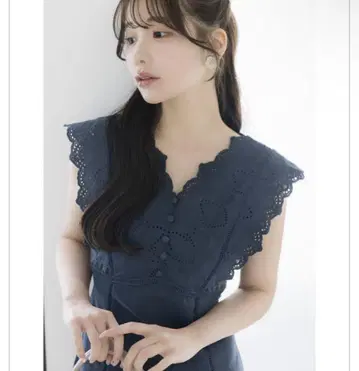 토코 클로젯 허리 리본 코튼 컷워크 레이스 자수 원피스