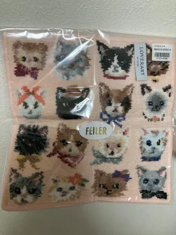 FEILER 고양이 패턴 타월 손수건 핑크