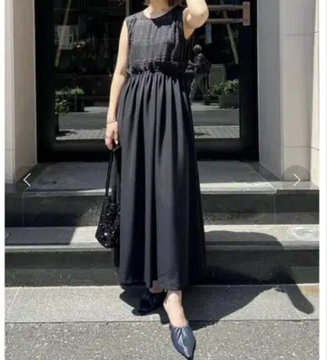 미사용 새상품 택 포함 카프리슈 레마쥬 시어 체크 도킹 원피스