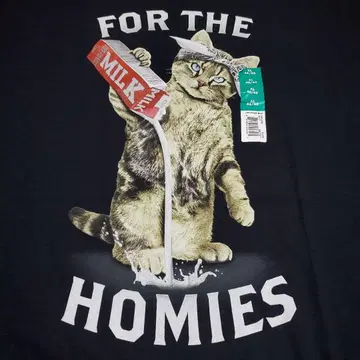 미사용 새상품 FOR THE HOMIES 고양이 갱 T셔츠