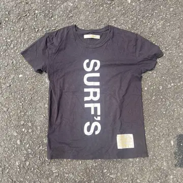 00' Qumte SURF'S 프린트 블랙 T셔츠