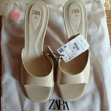 ZARA 크로커다일 패턴 베이지 뮬 39