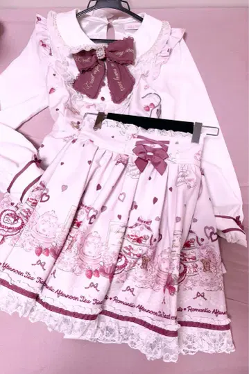 LIZLISA 리즈리사 afternoontea 패턴 셋업 핑크 긴팔