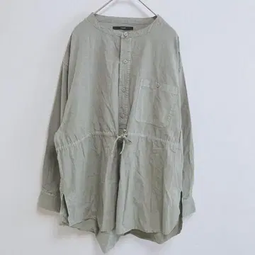 카스타네 긴팔 셔츠 빅 셔츠 겉옷 밴드 카라 프리 카키 면100