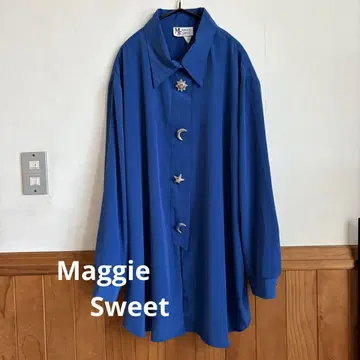 매기 스위트 Maggie Sweet 블루 긴팔 셔츠 버튼 구제 의류 개성