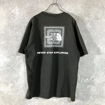 THE NORTH FACE 티셔츠 반팔 블랙 로고 프린트 코튼