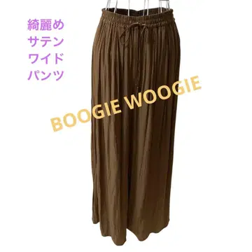 BOOGIE WOOGIE 브라운 와이드 팬츠 허리밴딩