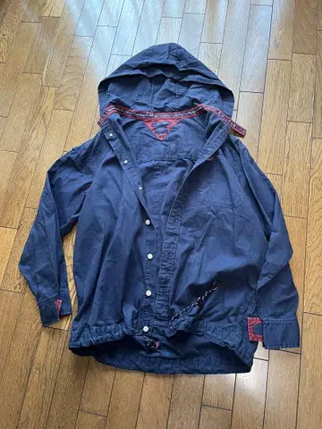 TOMMY JEANS 후드 부착 네이비 후드티