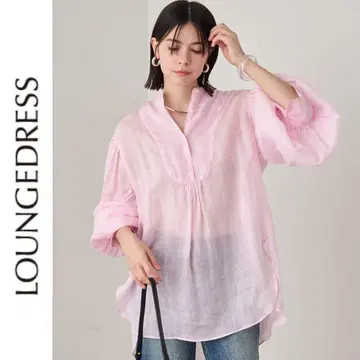 새상품 Loungedress 린넨 개더 튜닉 라운지 드레스 핑크
