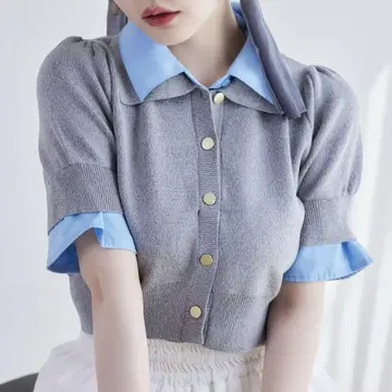 레이어드 카라 부착 폴로 니트