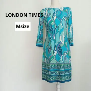 LONDON TIMES 런던 타임스 원피스 푸치 패턴 블루 계열 M