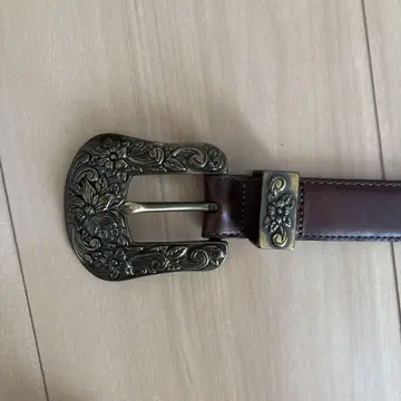 꽃무늬 버클 브라운 벨트