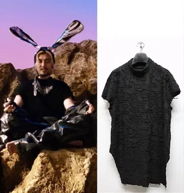 JULIUS 25SS COTTON 데미지 자카드 티셔츠