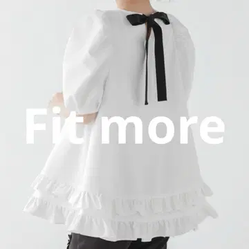 [ ZOZOTOWN 한정 컬러 ] 2단 프릴 백리본 풀오버 하프 슬리브
