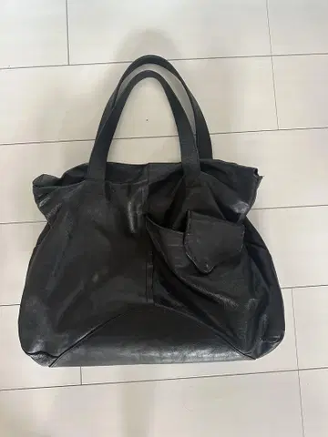 Dakota 블랙 가죽 비즈니스 백 외부 포켓 부착