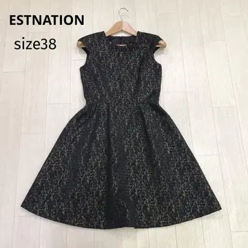 ESTNATION 미디 기장 자카드 프렌치 슬리브 원피스 38