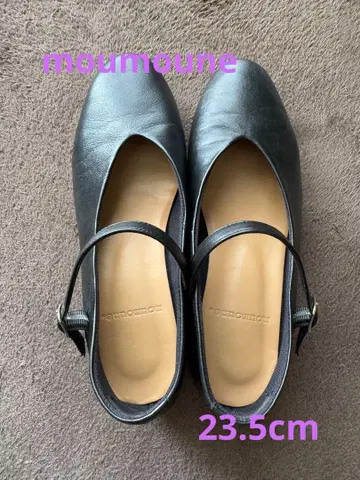 moumoune 스트랩 블랙 가죽 신발 23.5cm