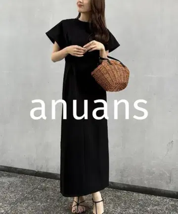 anuans 플레어 슬리브 컷 원피스 블랙 M 사이즈