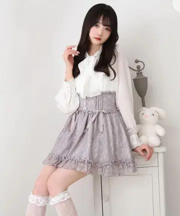 유메텐보 레이스 프릴 리본 스커트 미니 LL 빅 사이즈