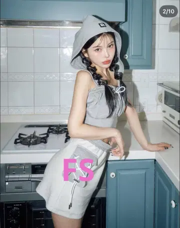 다리치 코르셋 후드 맨투맨 상의, 라이닝 맨투맨 미니 스커트