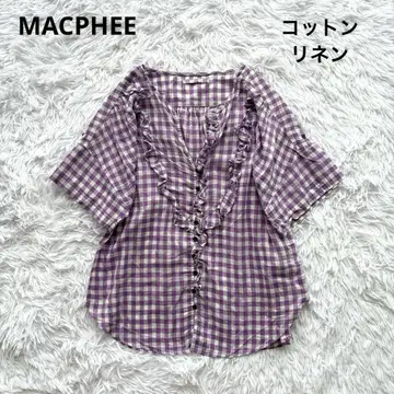 투모로우랜드 블라우스 프릴 깅엄 체크 상의 반팔 셔츠